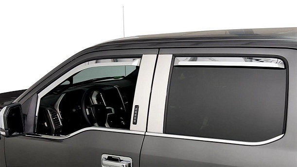 Putco Chrome Side Vent Visors 21-up Ford F-150 Extended Cab - Click Image to Close